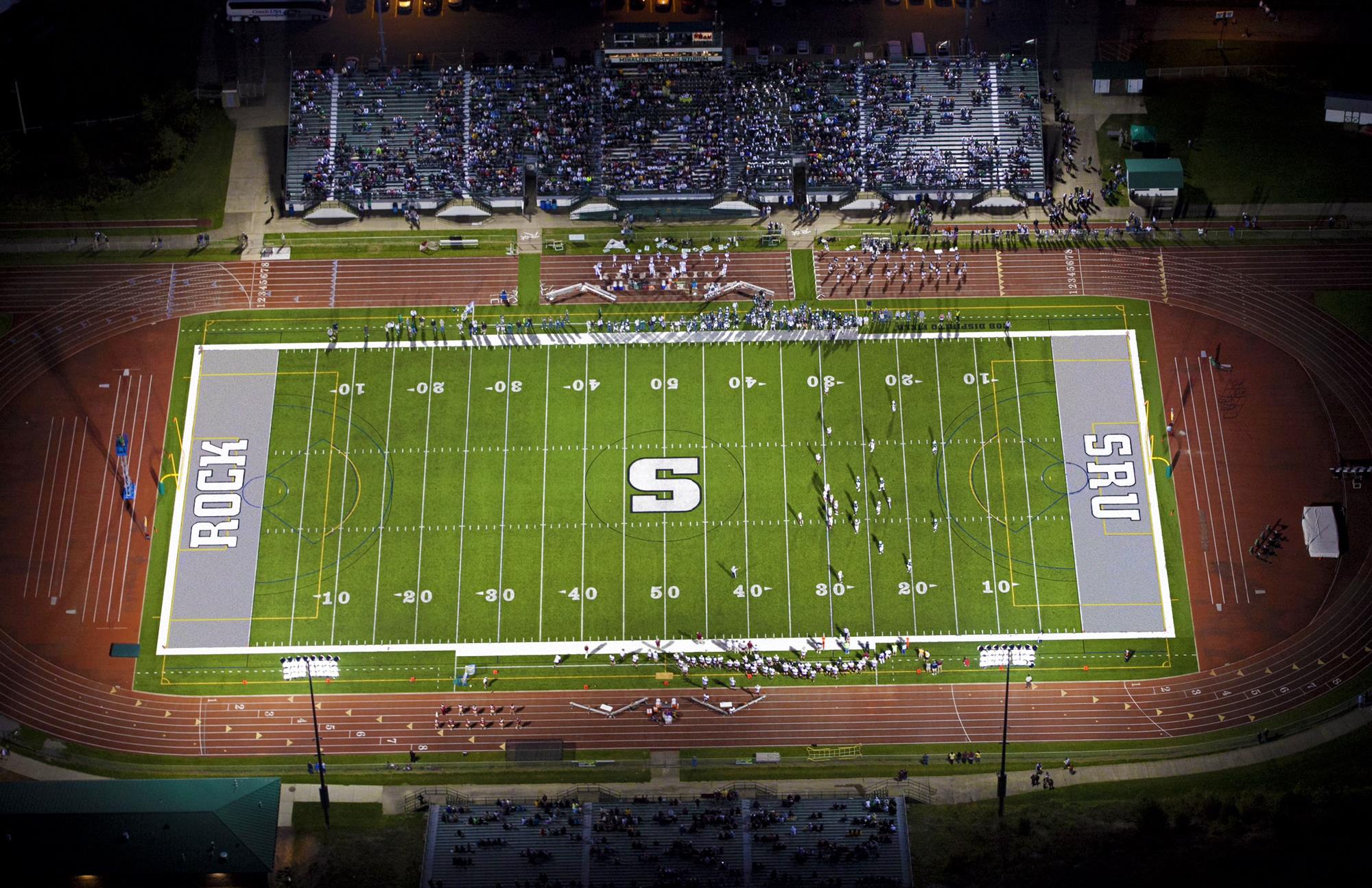 A NFL football field in 360 feet in length and 160 feet in width