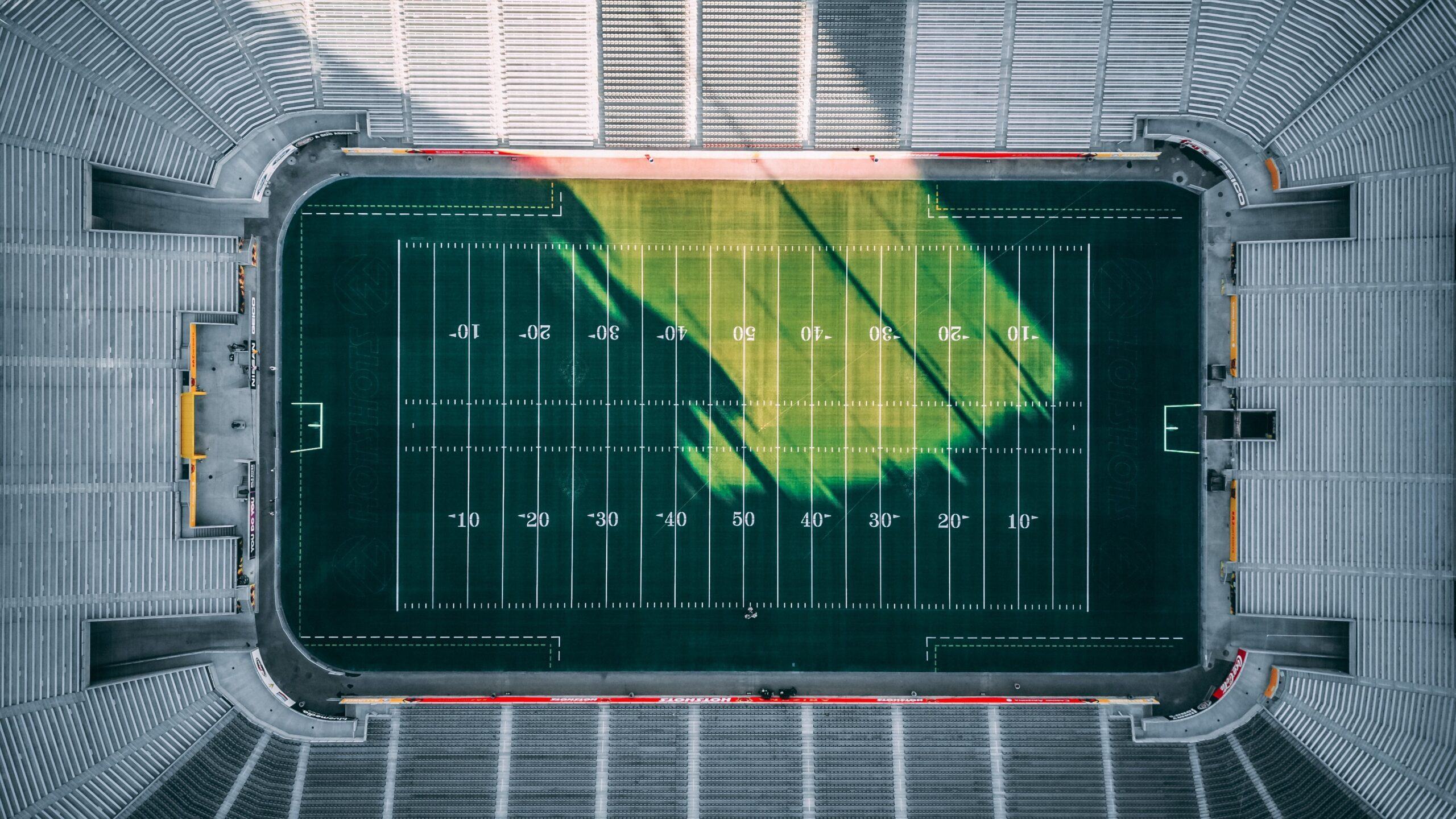 The numbers and lines on the football field have meanings scaled