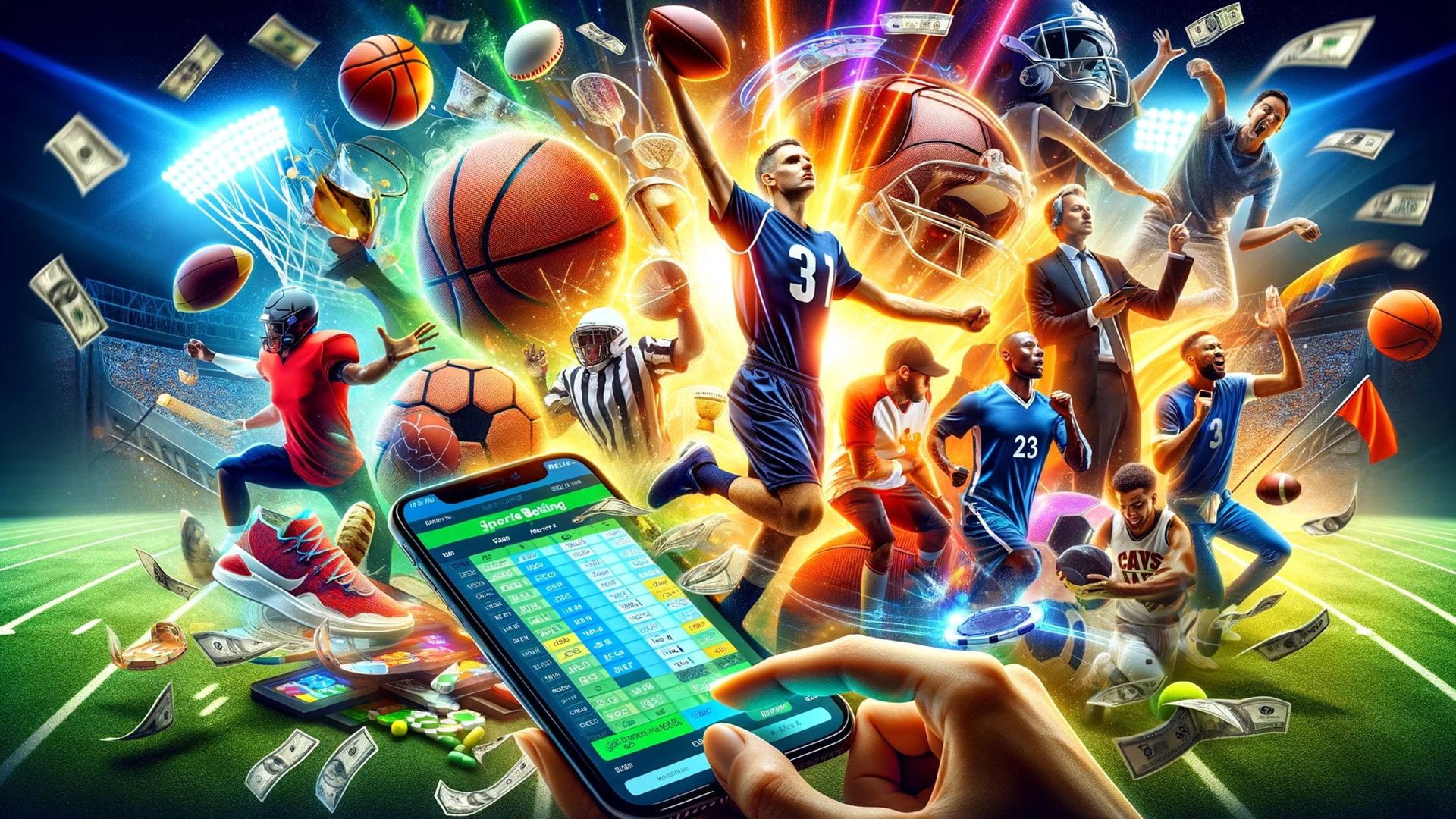 sports betting excitement collage different sports betting elements
